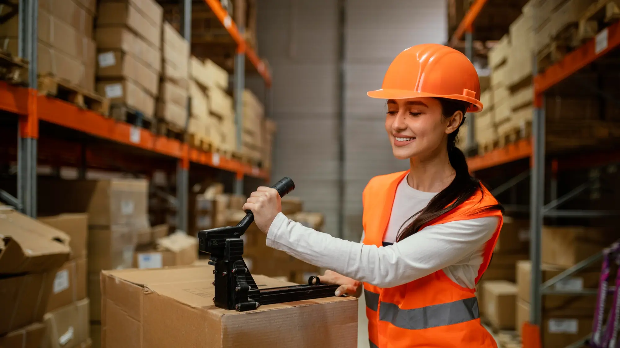 Packaging stock on warehouse shelving